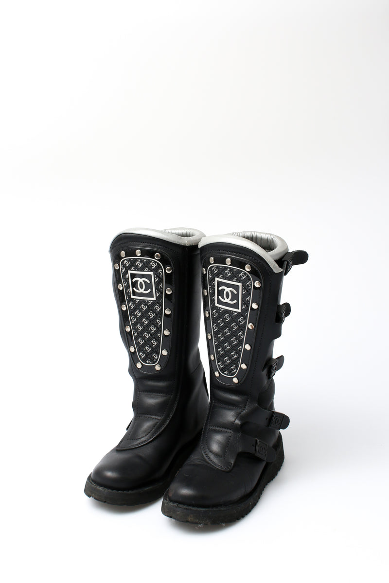 Chanel CC Leather Biker Boots