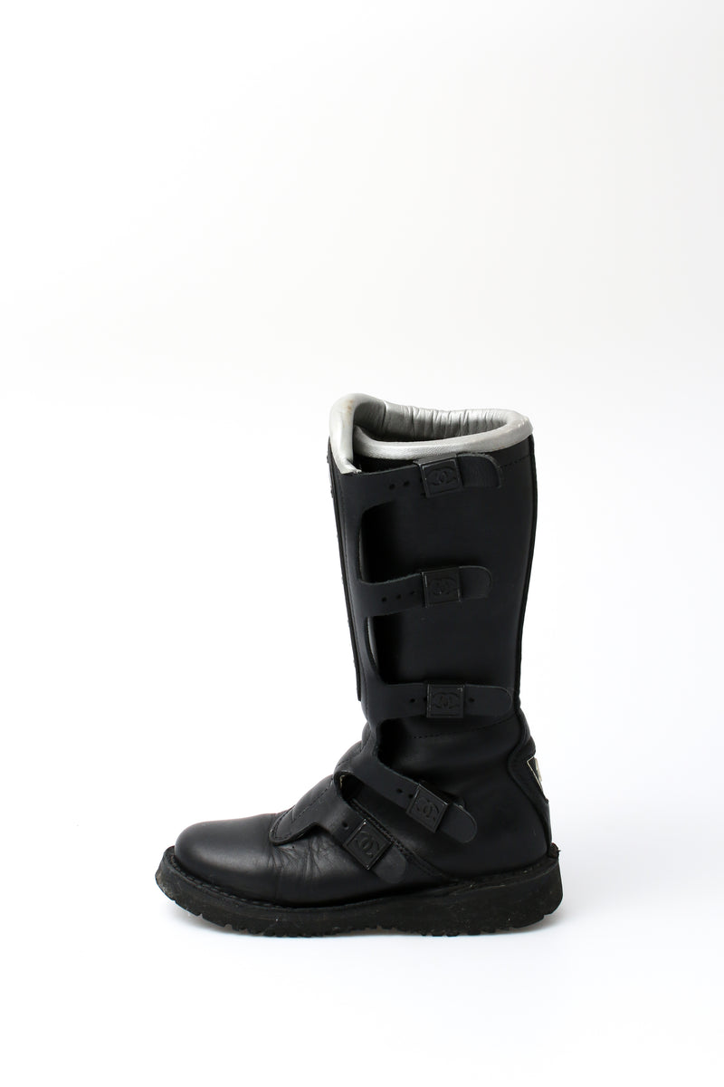Chanel CC Leather Biker Boots