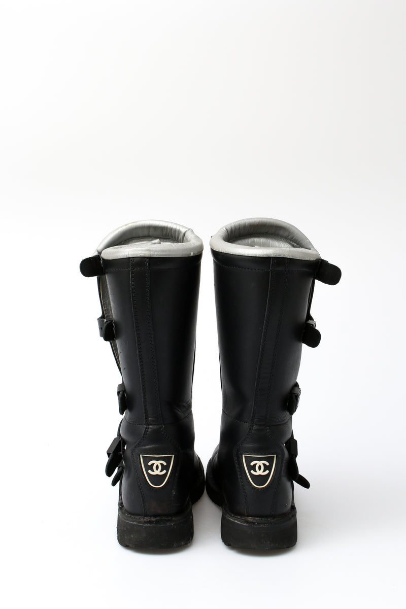 Chanel CC Leather Biker Boots