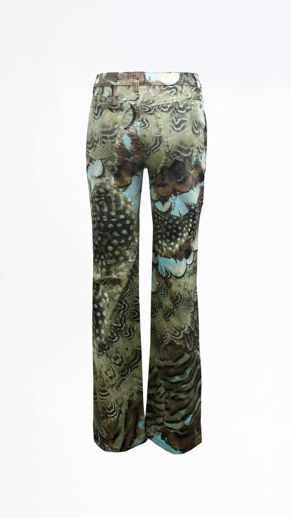 Roberto Cavalli Peacock Print Trousers