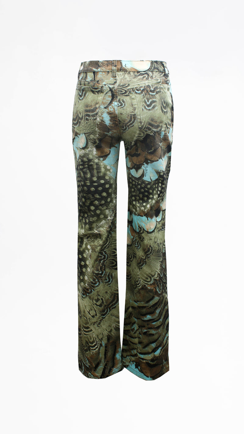 Roberto Cavalli Peacock Print Trousers