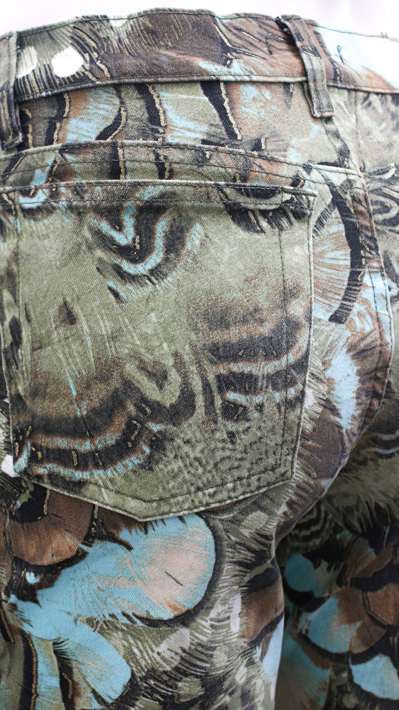 Roberto Cavalli Peacock Print Trousers