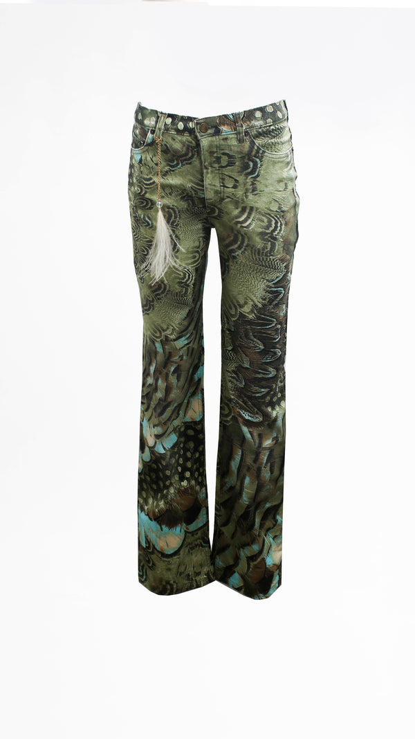 Roberto Cavalli Peacock Print Trousers