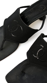 Chanel CC Rhinestone Thong Heels