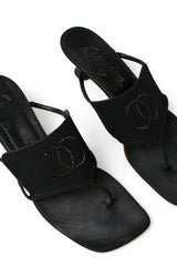 Chanel CC Rhinestone Thong Heels