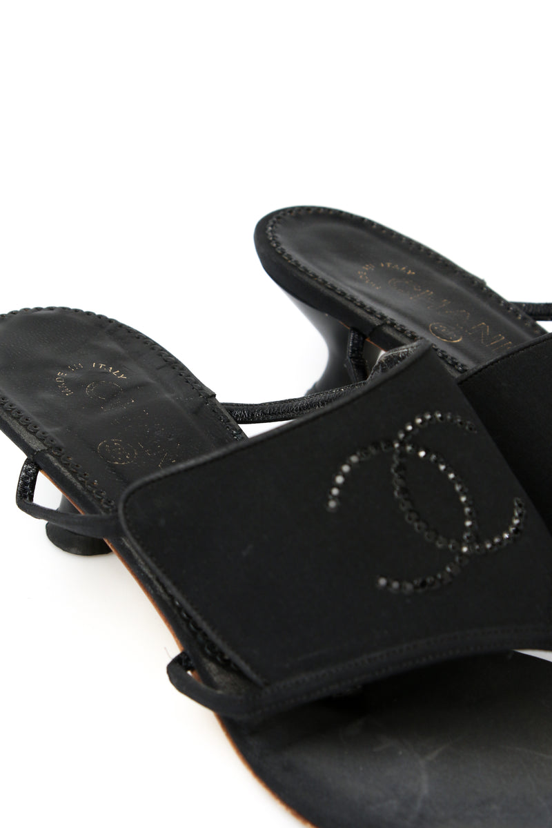 Chanel CC Rhinestone Thong Heels