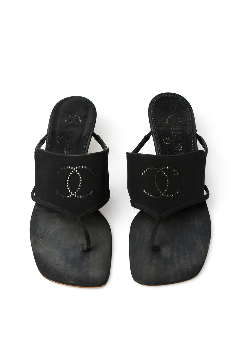 Chanel CC Rhinestone Thong Heels