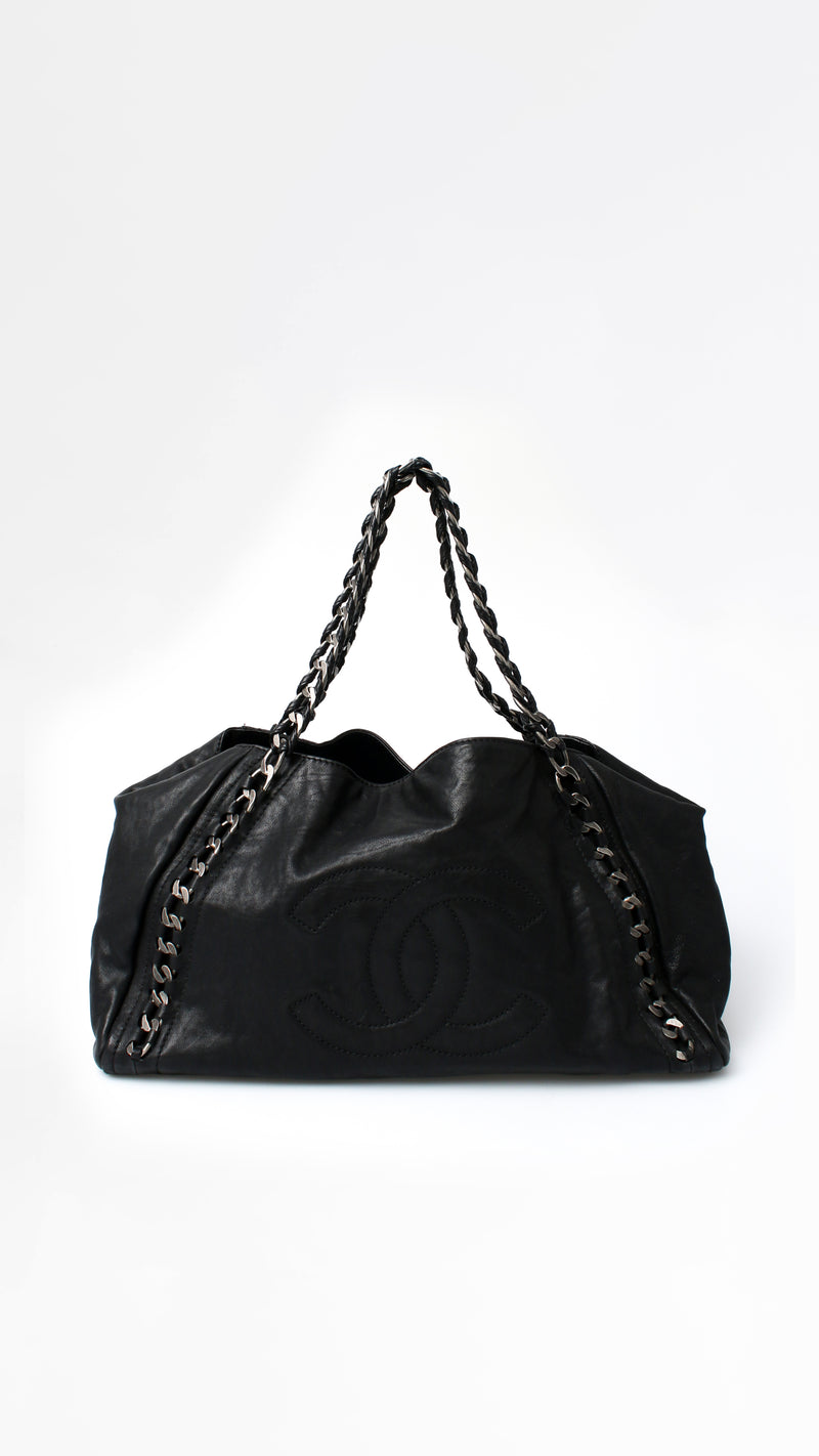 Chanel Leather Luxe Ligne Bowler Tote Bag