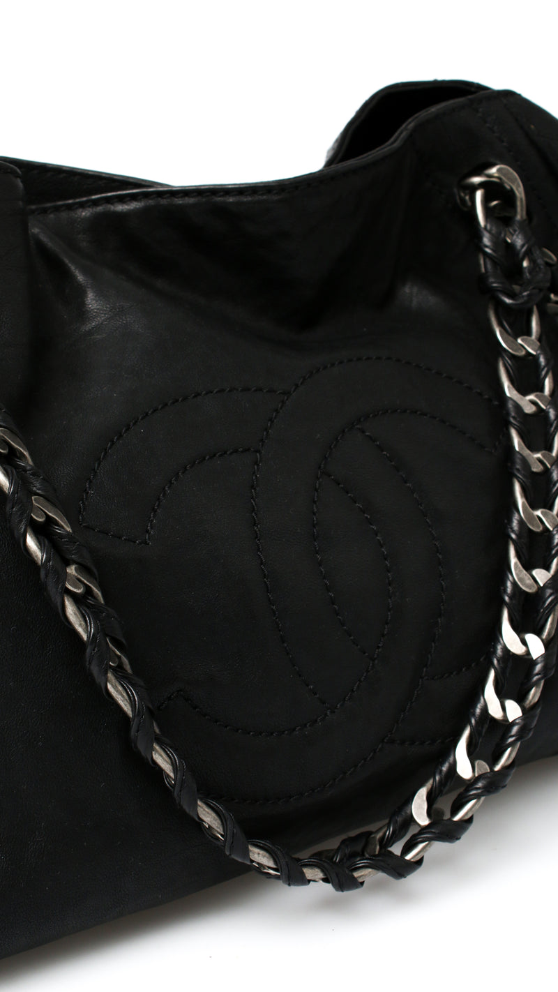 Chanel Leather Luxe Ligne Bowler Tote Bag
