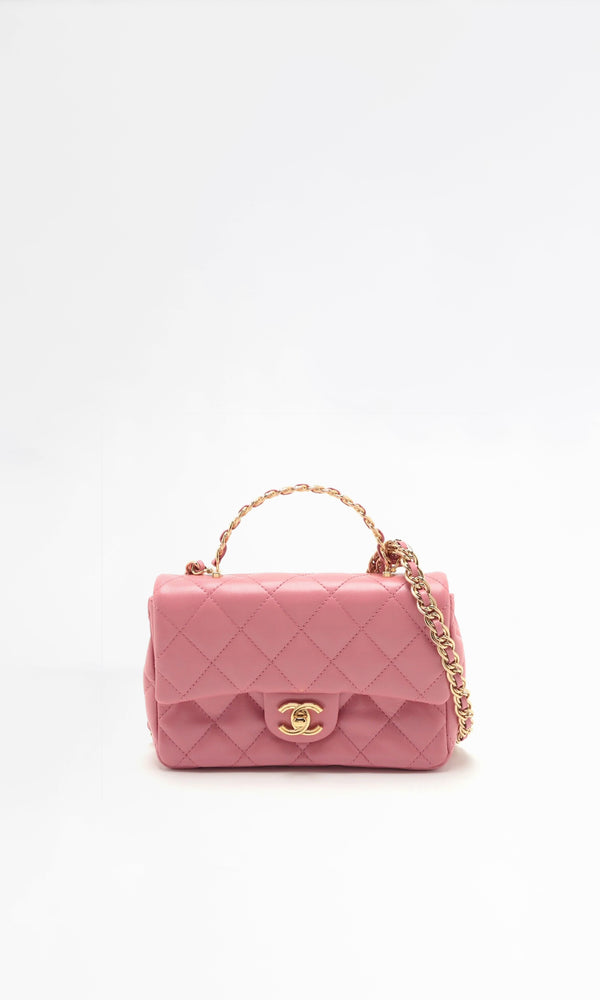 Chanel Pink Leather Lambskin Bag