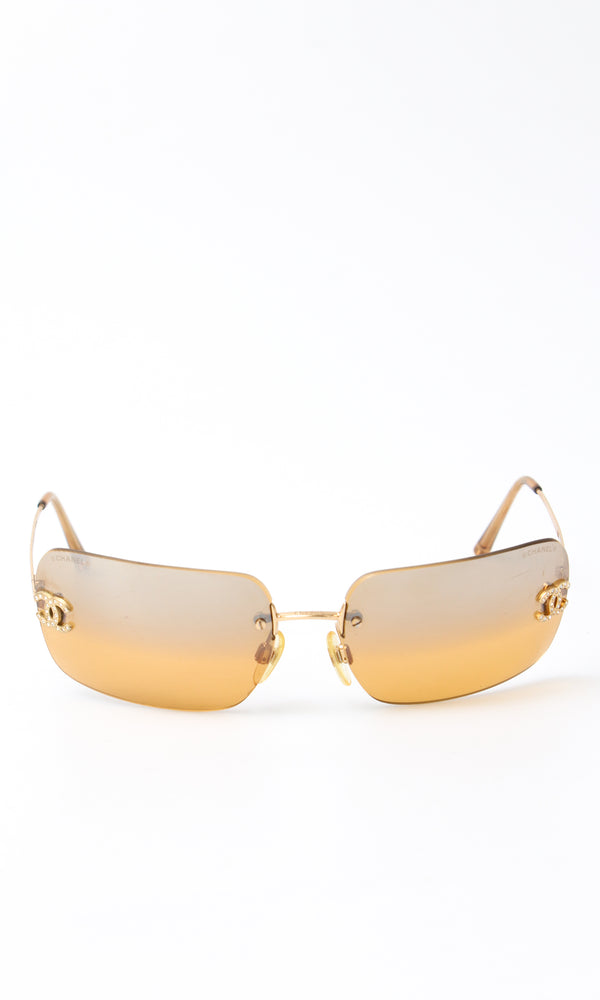 Chanel Rimless Rhinestone Sunglasses