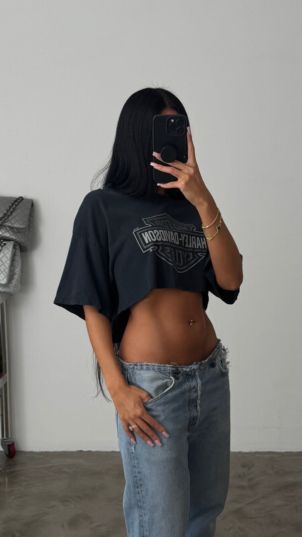 Harley Davidson Custom Cropped T Shirt