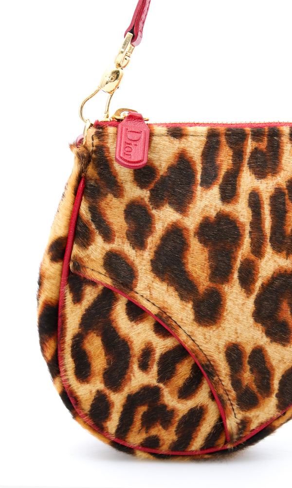 Dior Leopard Print Pony Hair Mini Saddle Bag