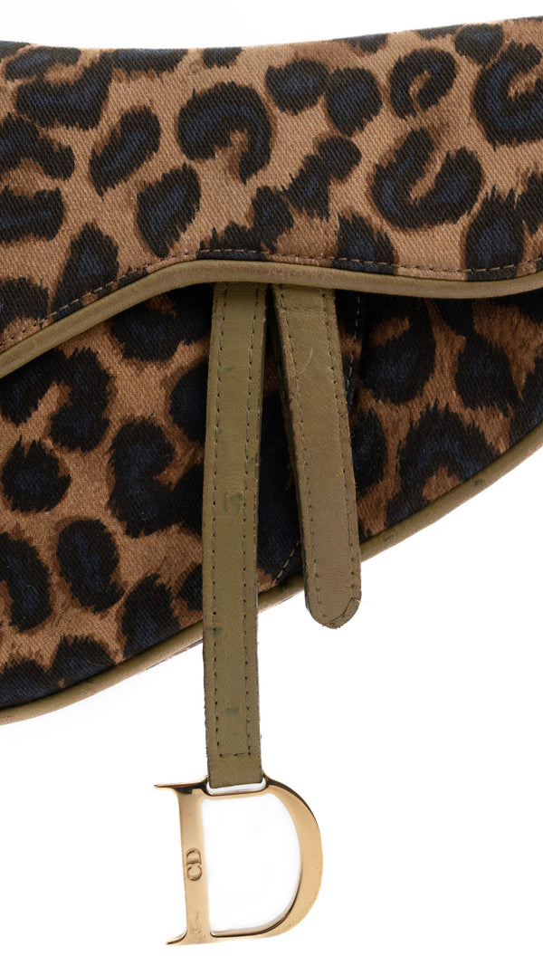Dior Mini Leopard Ostrich Saddle Bag
