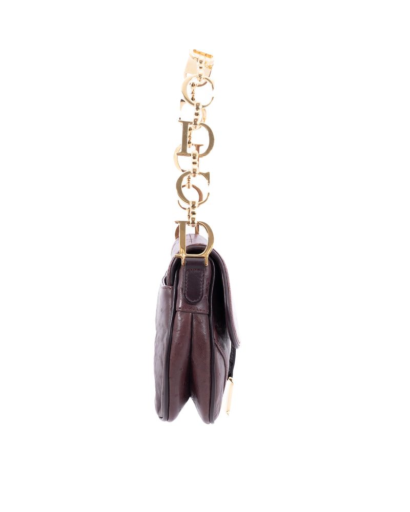 Dior Ostrich Leather Mini Saddle Bag