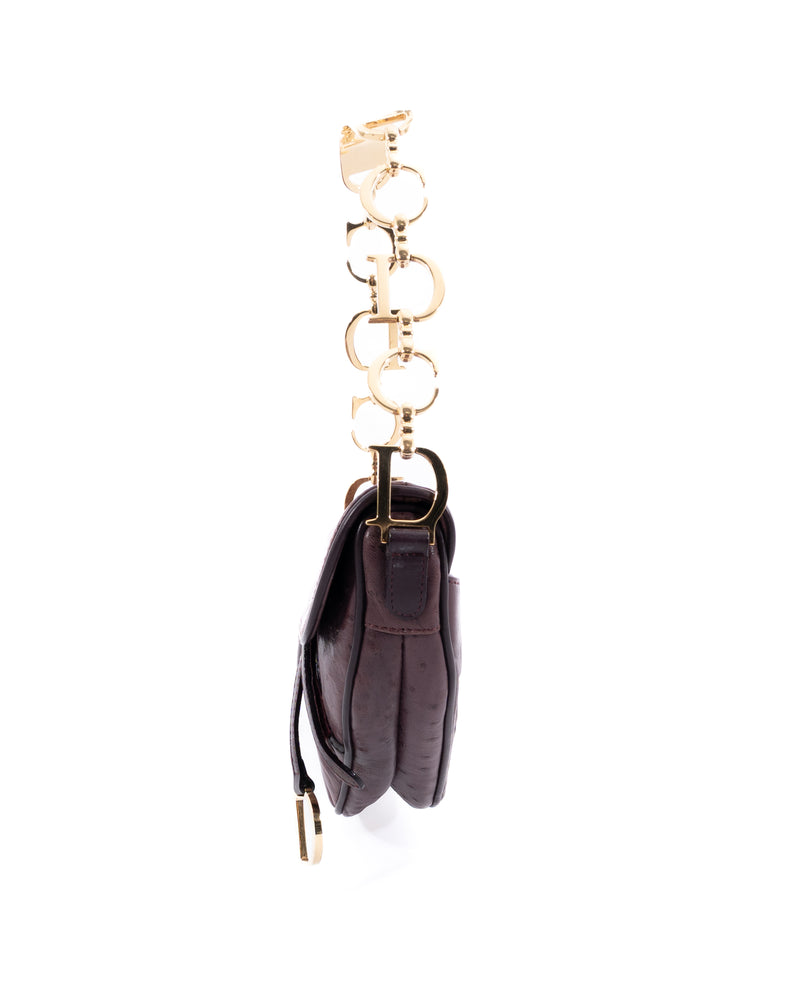 Dior Ostrich Leather Mini Saddle Bag