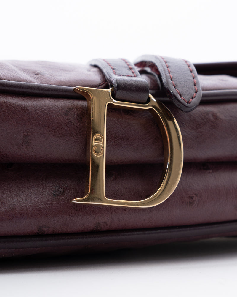Dior Ostrich Leather Mini Saddle Bag