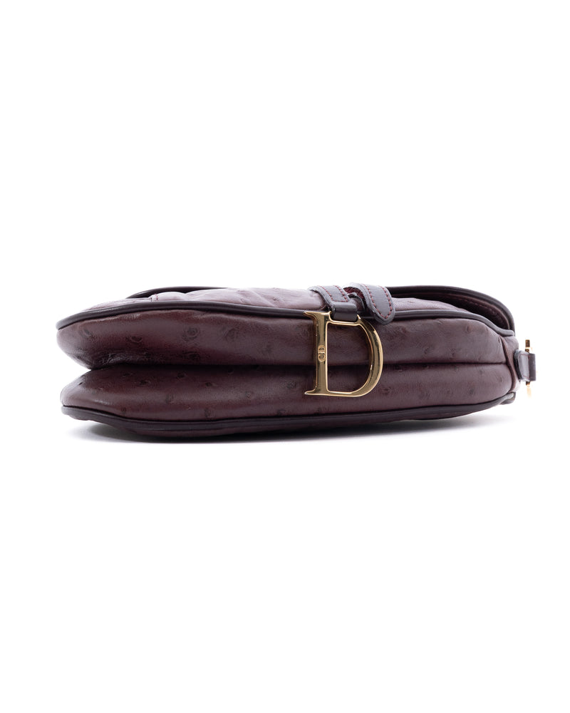 Dior Ostrich Leather Mini Saddle Bag