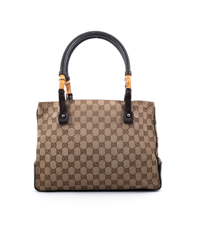 Gucci Monogram Bamboo Tote Bag