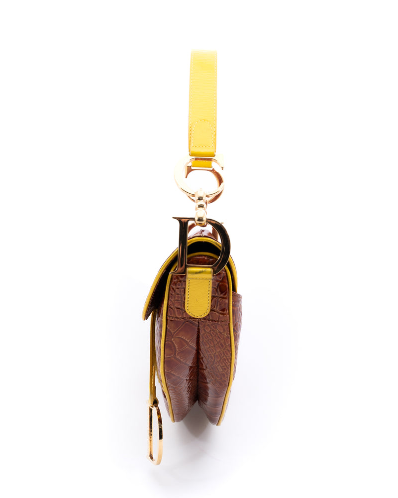 Dior Croc Leather Saddle Bag