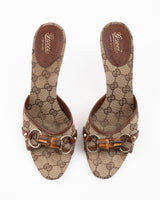 Gucci Monogram Bamboo Horsebit Heels - EU 39