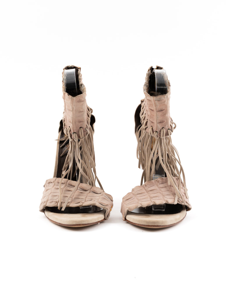 Roberto Cavalli Crocodile-Embossed Tassel Heels