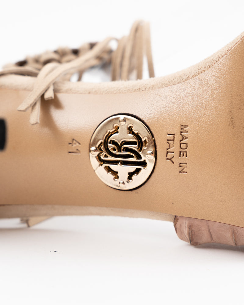 Roberto Cavalli Crocodile-Embossed Tassel Heels
