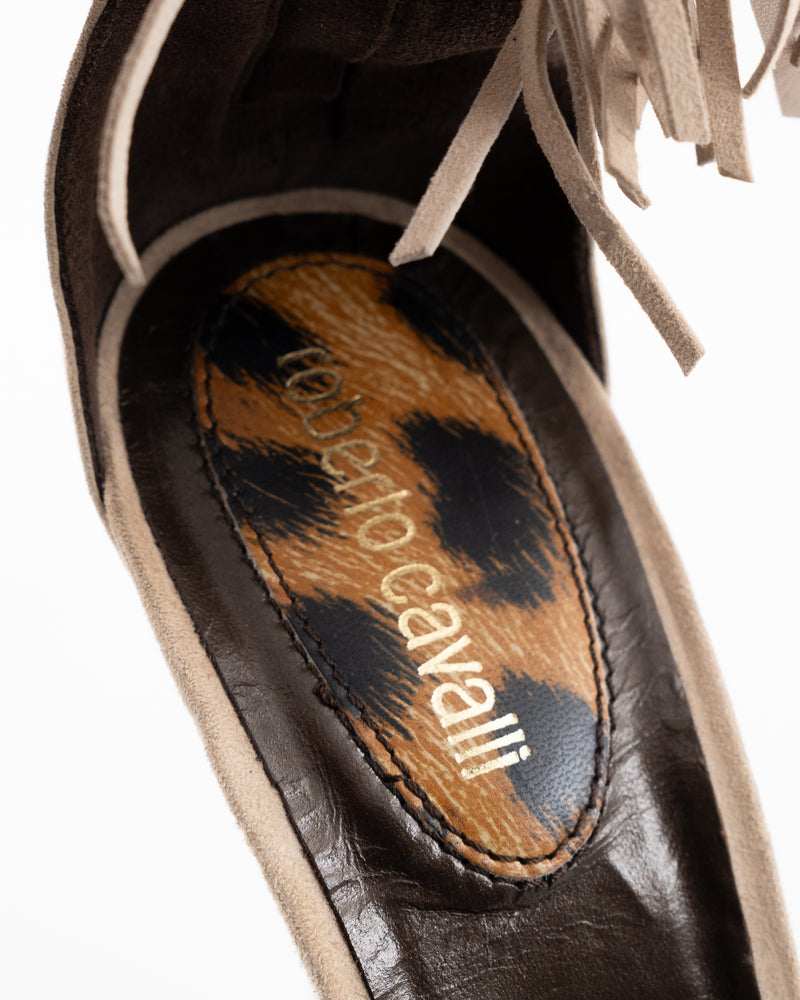 Roberto Cavalli Crocodile-Embossed Tassel Heels