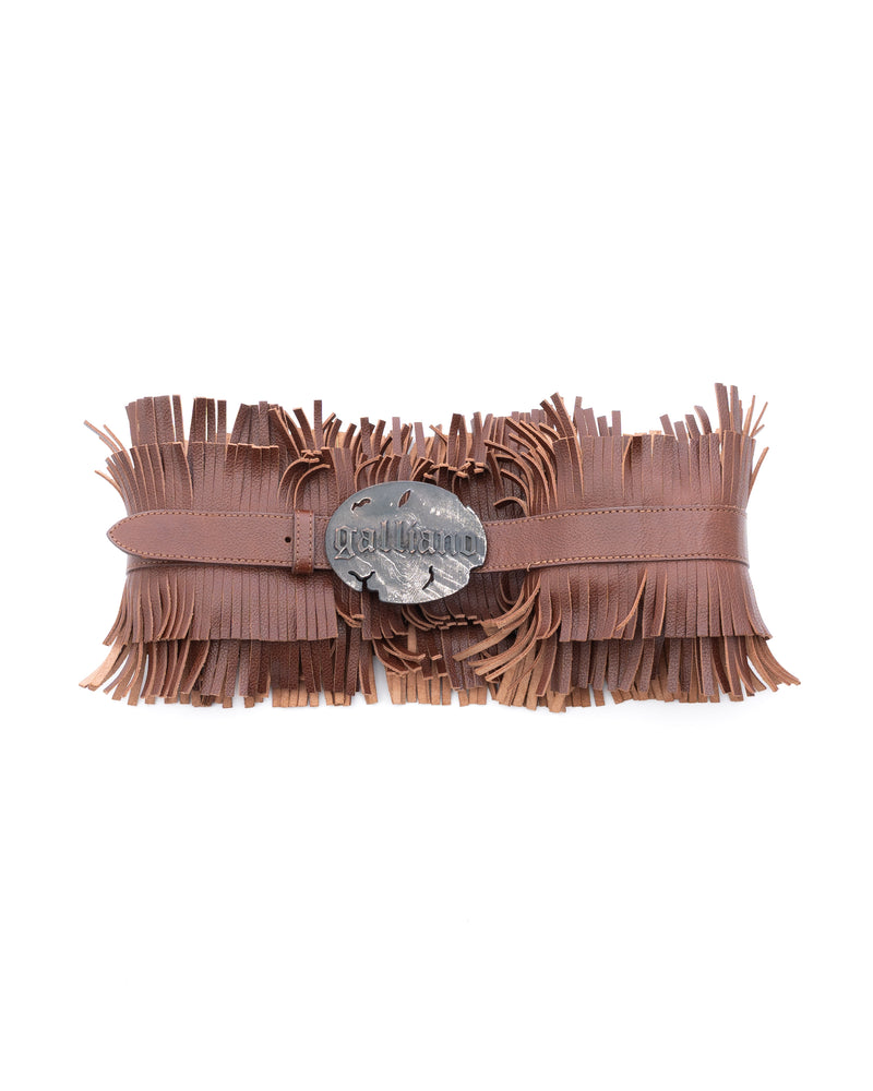Galliano Leather Double Fringed Belt