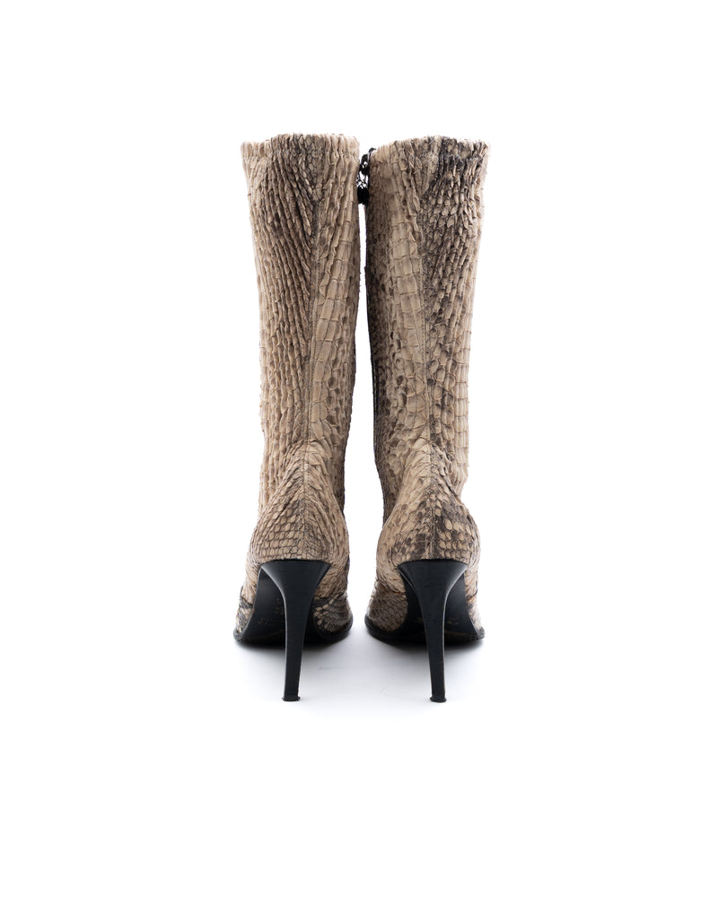 Le Silla Snakeskin Python Heeled Boots