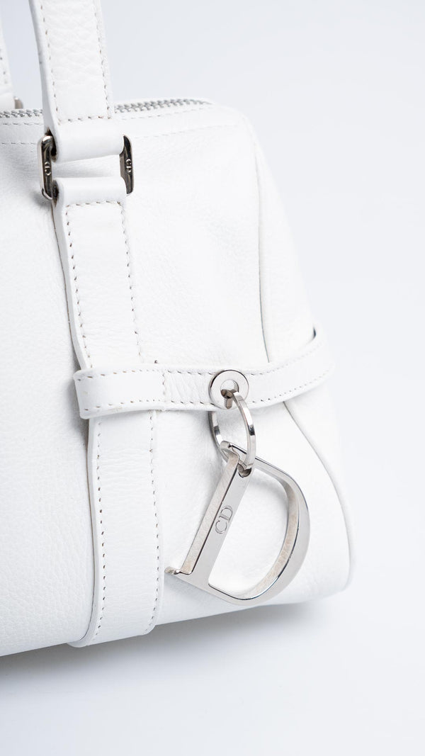 Dior White Leather Spell Out Shoulder Bag