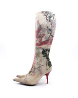 Roberto Cavalli Floral Print Knee High Boots