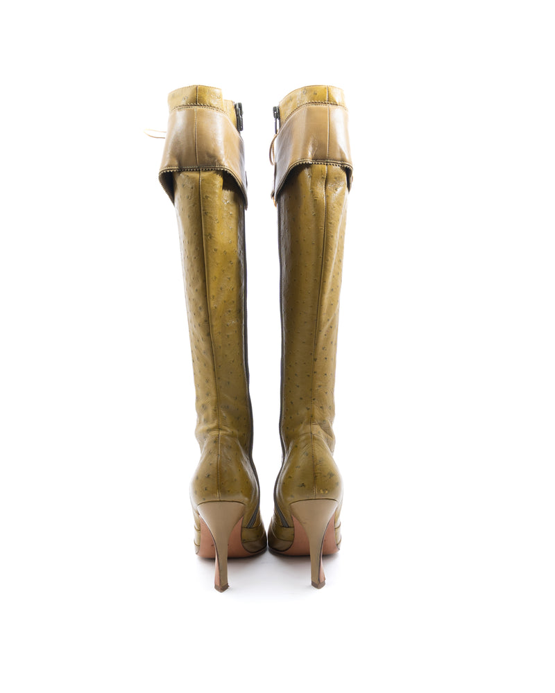 Dior Ostrich Leather Knee High Boots