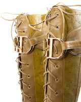 Dior Ostrich Leather Knee High Boots