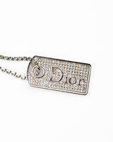 Dior Rhinestone Tag Necklace