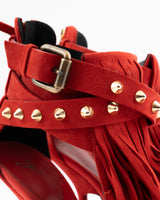 Giuseppe Zanotti Red Suede Fringe Heels - EU 38.5