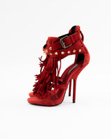 Giuseppe Zanotti Red Suede Fringe Heels - EU 38.5