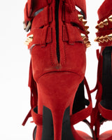 Giuseppe Zanotti Red Suede Fringe Heels - EU 38.5