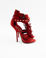 Giuseppe Zanotti Red Suede Fringe Heels - EU 38.5