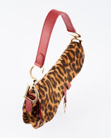 Dior Leopard Print Pony Hair Saddle Bag