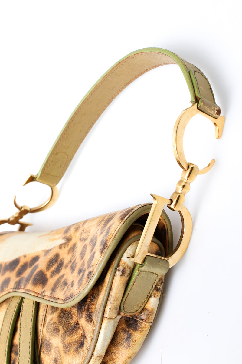 Dior Leopard Ostrich Saddle Bag