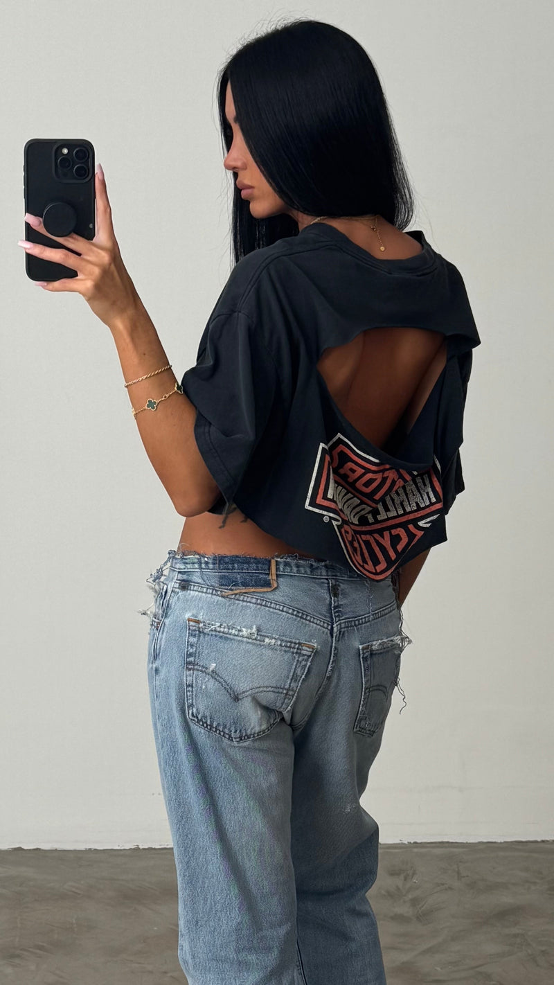 Harley Davidson Custom Cropped T Shirt
