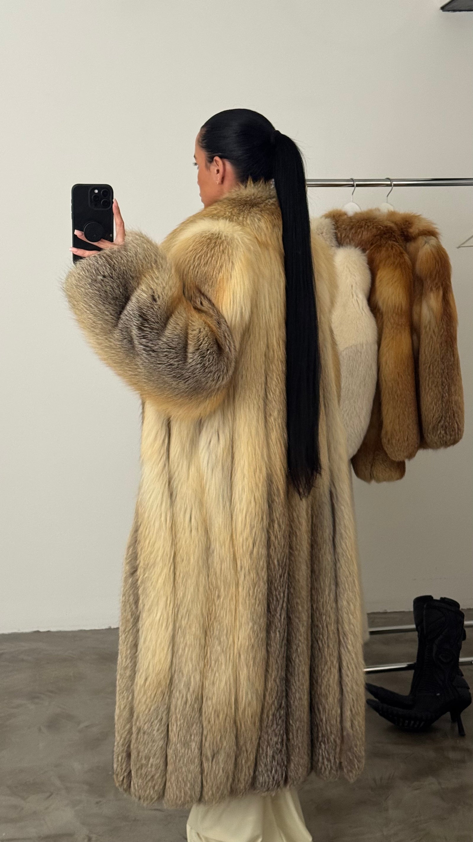 ジャケット・アウター FOX FUR pocket tailored middle coat FOX FUR pocket tailored middle coat