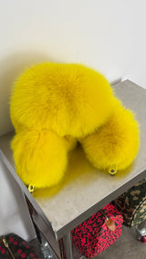 Fox Fur Trapper Hat - Yellow