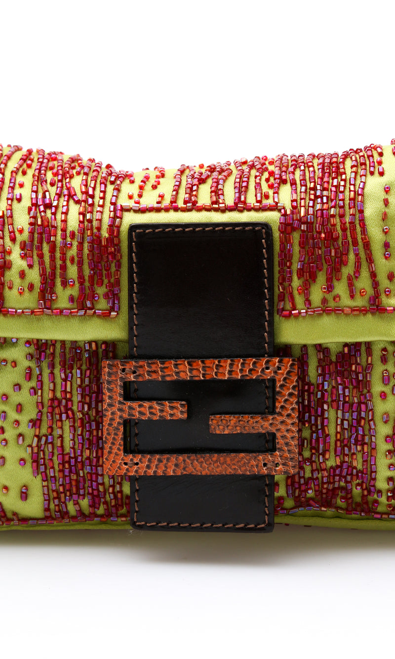 Fendi Satin Beaded Baguette Bag