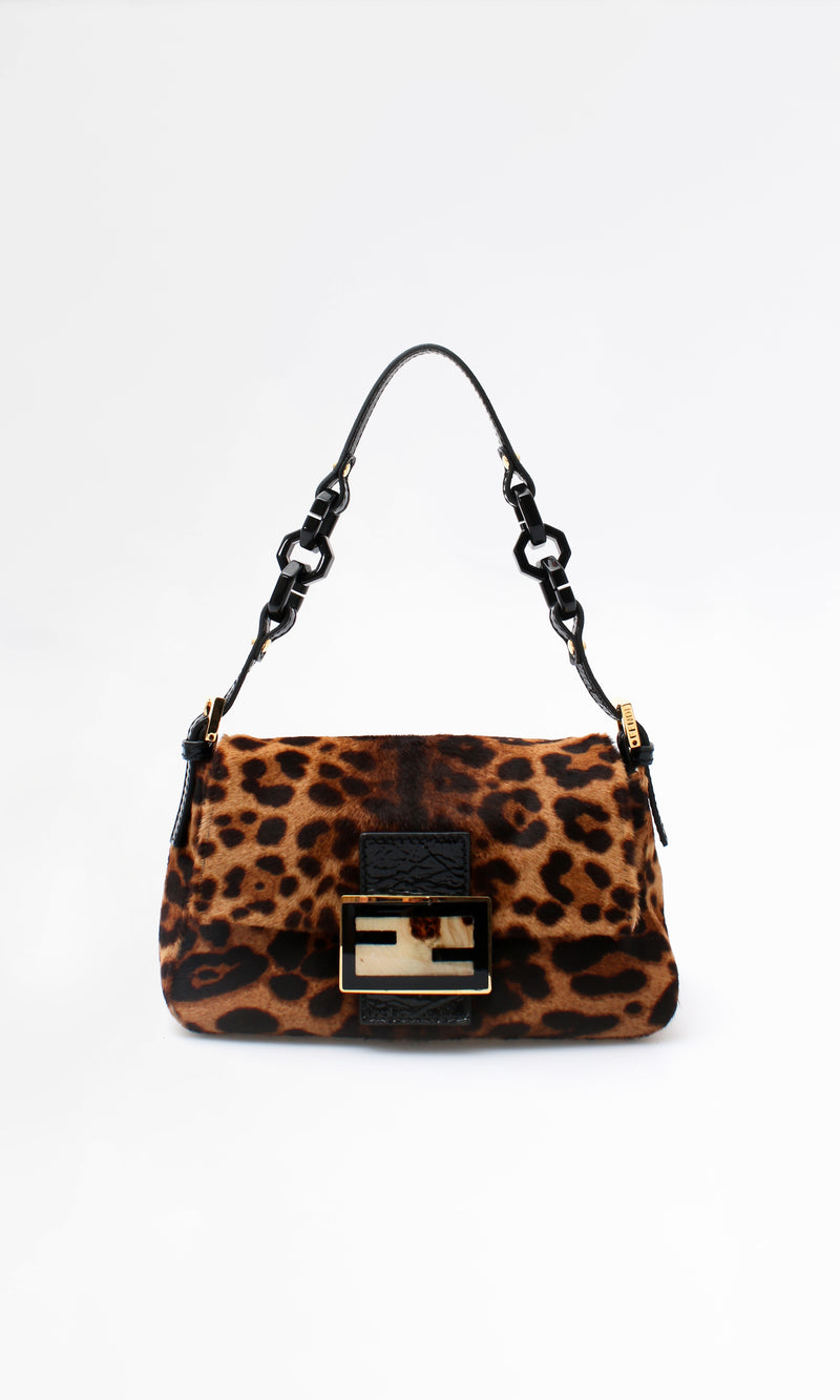Fendi Leopard Pony Hair Mini Mamma Baguette