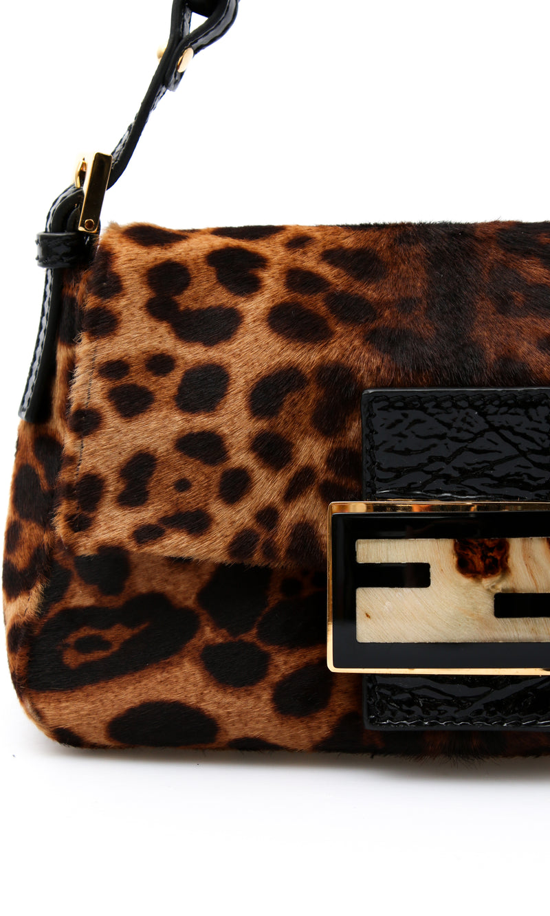 Fendi Leopard Pony Hair Mini Mamma Baguette