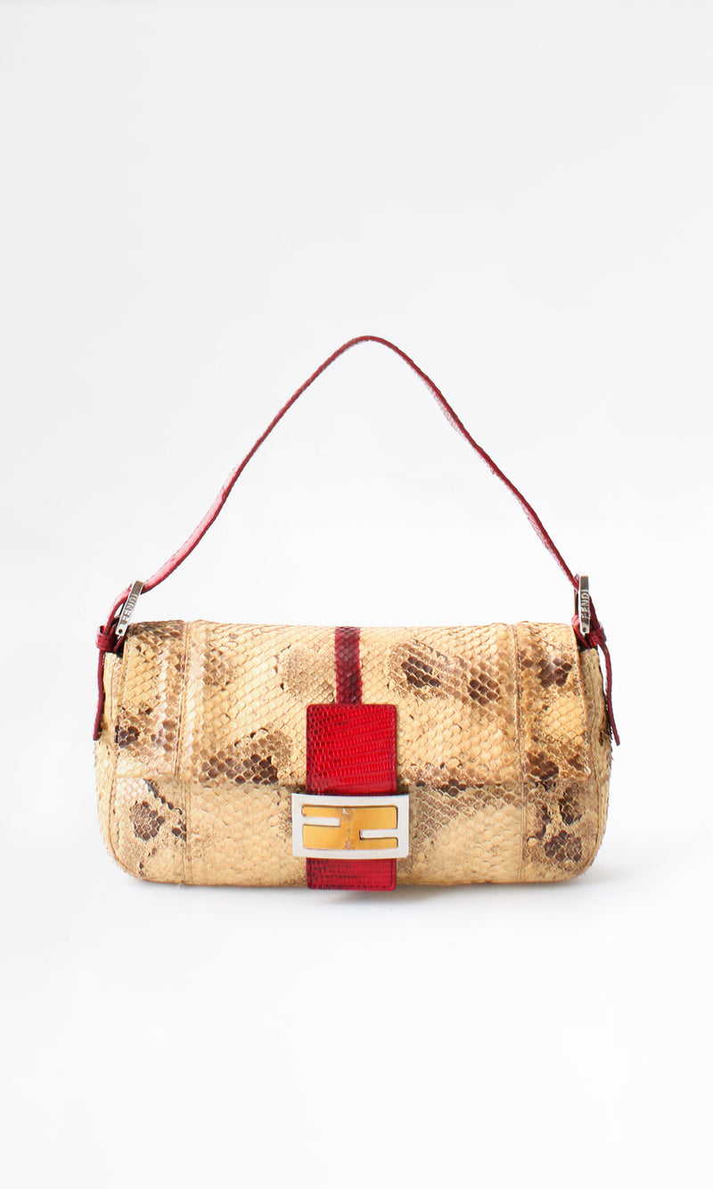 Fendi Python Lizard Baguette Bag