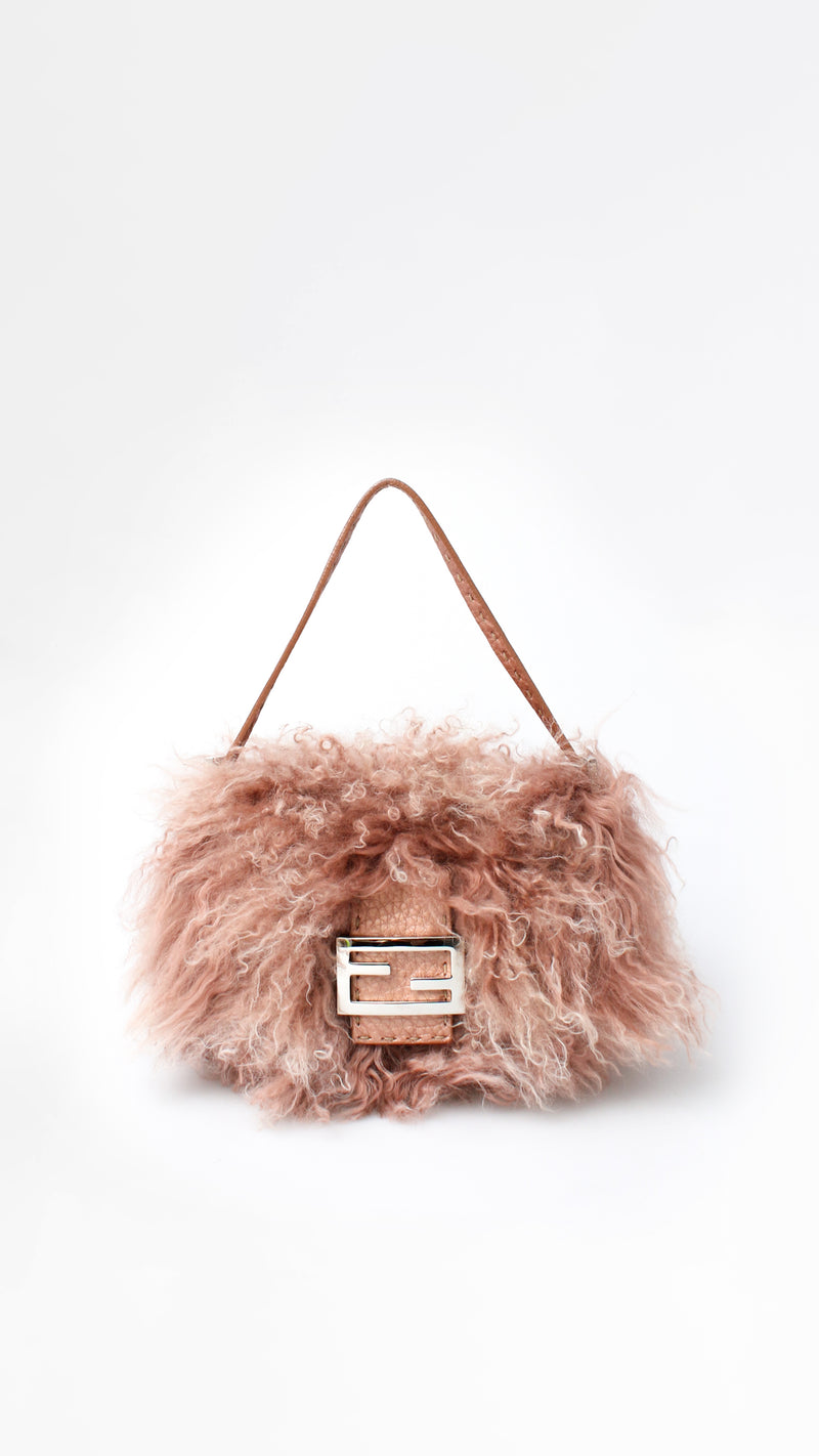 Fendi Mongolian Fur Baguette Bag