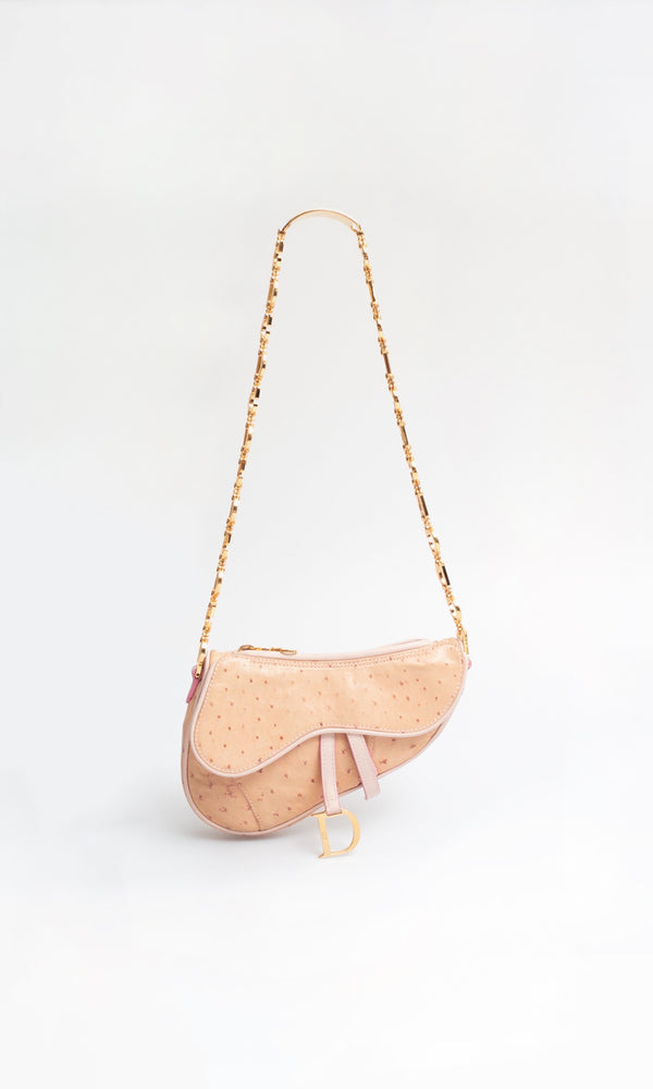 Dior Ostrich Chain Saddle Bag